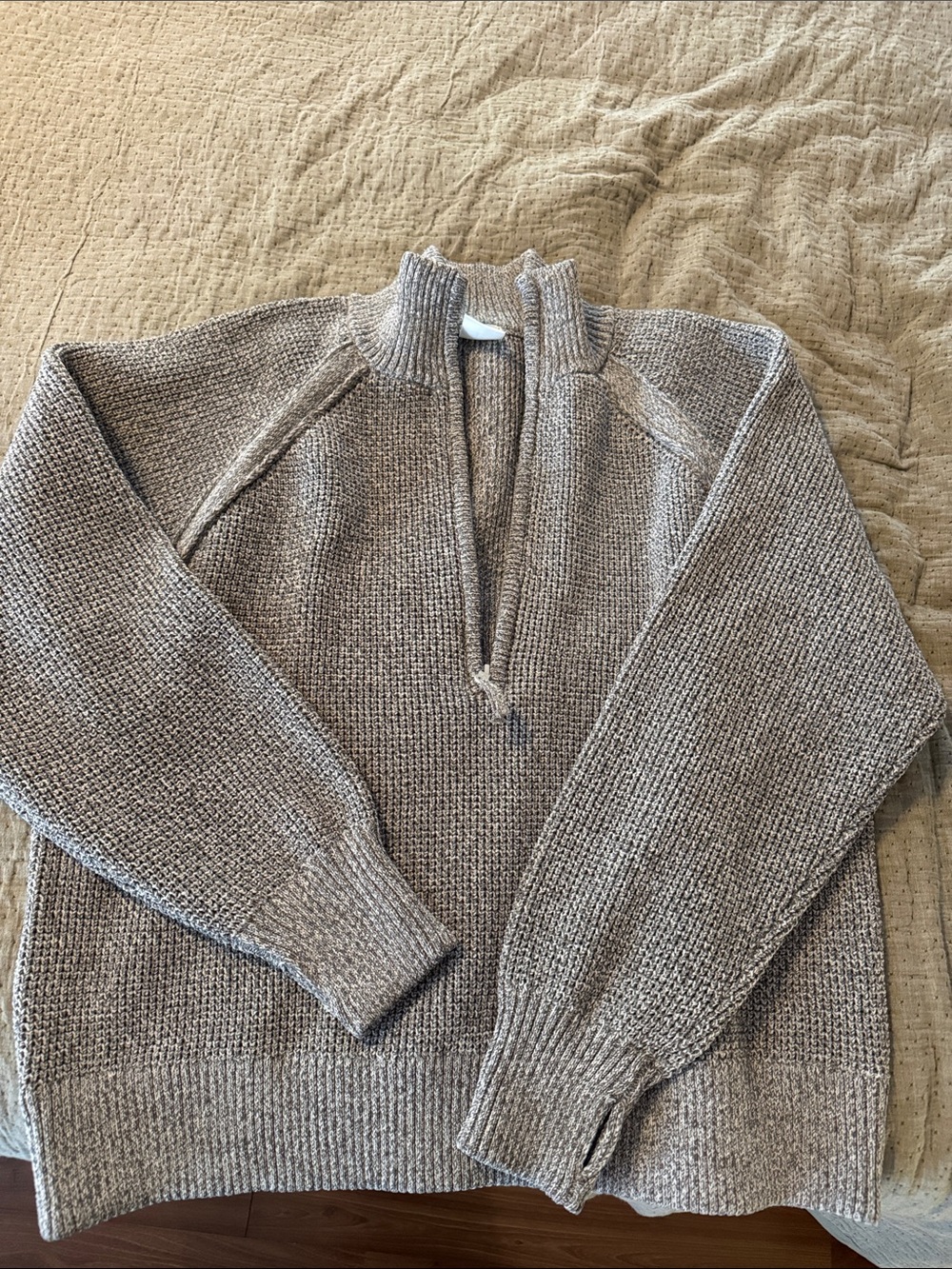 aerie heather grey  Quarter-Zip Chunky Knit Turtleneck Sweater